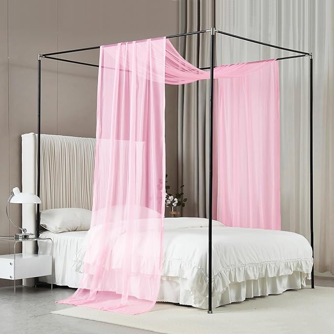 Akiky Bed Canopy for Girls Pink Sheer Canopy Bed Curtains Sheer Scarf Valance 1 Canopy Panel Twin Size Bed Scarf Drapes Bed décor