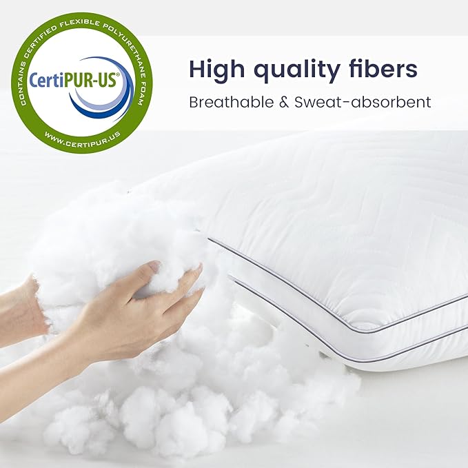 Maxzzz Bed Pillows King Size Set of 2, Fluffy Pillows for Back, Stomach or Side Sleepers, Luxury Hotel Quality, White(18x36 inch)