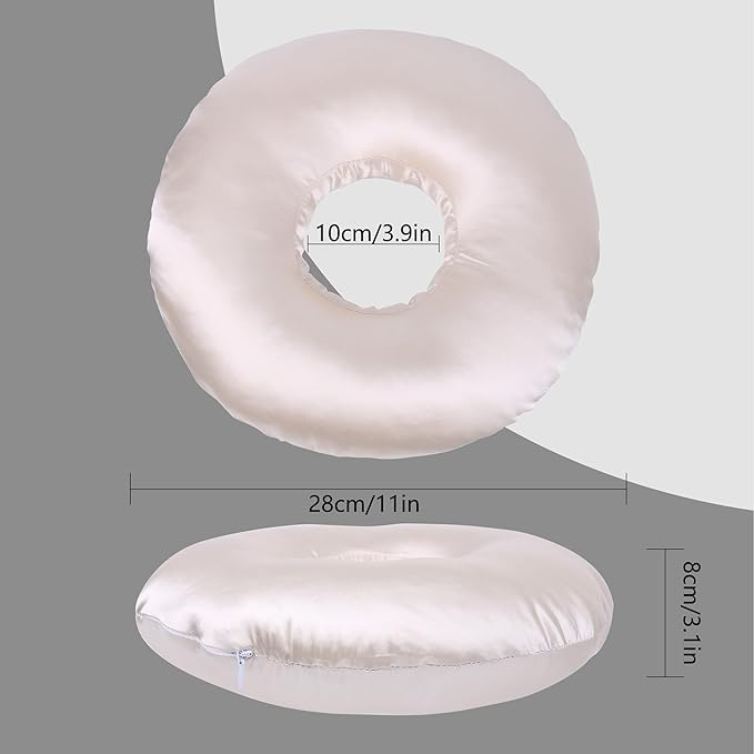 Ear Piercing Pillow for Side Sleepers - CNH Pillow with Ear Hole for Pain Relief, Pressure Sores & Inflammation - Donut Earring Pillow for Sleeping, Headphones & Tinnitus Support (Champagne)