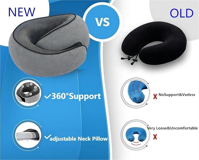 New Travel Pillow, Neck Pillow Airplane, Travel Pillows for Airplanes, Memory Foam Travel Pillow, Stowable U-Shaped Pillow
