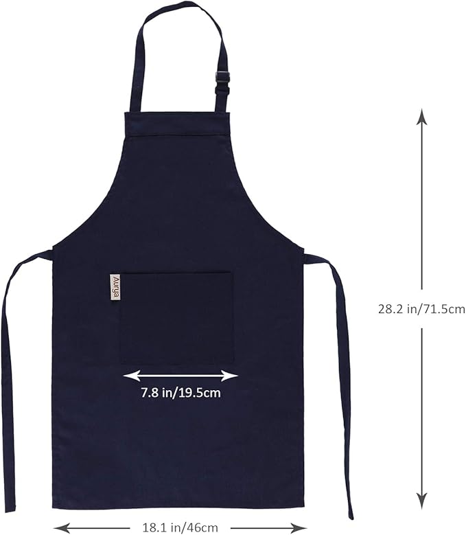Kids Apron and Chef Hat Set-Adjustable Child Apron for Boys and Girls for Cooking Baking Dark Blue