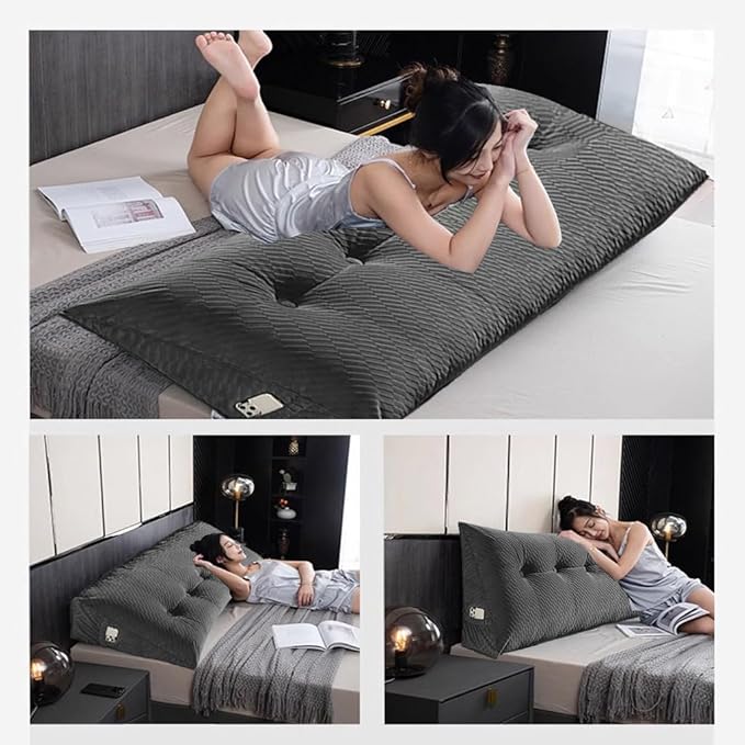 Gradient Velvet Triangular Wedge Pillow, Removable Cover Headboard Pillow for Daybed, Backrest Positioning Support Pillow Cushion Resting Reading Relaxing (Blue, Twin(39 * 20 * 8in))