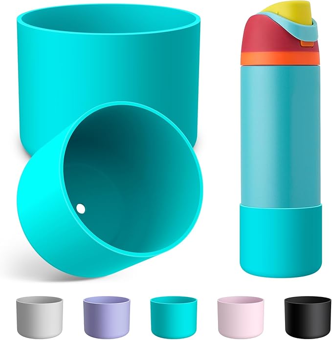 2PCS Silicone Water Bottle Boot for Owala 24oz 32oz 40oz, Anti-Slip Protective Sleeve Bottom Bumper Protector for FreeSip, Twist, and Flip Stainless Steel Water Bottles