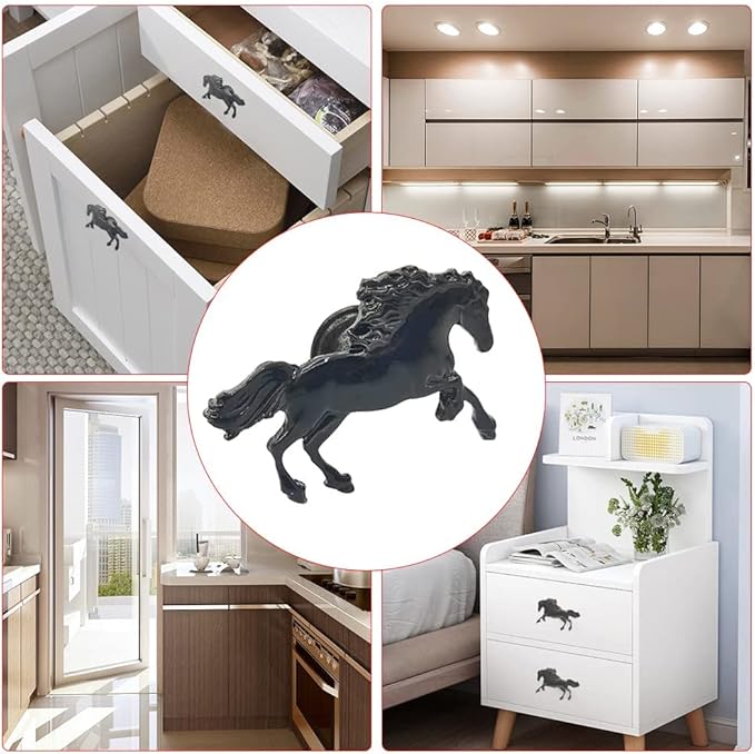 Horse Cabinet Knob 4 Pcs Drawer Dresser Knobs Pulls Cupboard Furniture Door Knobs Decorative Zinc Alloy Single Hole Handles
