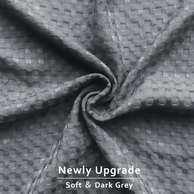 MIYE Pleated Waffle Weave Bed Skirt, Tailored Dust Ruffle 12 Inch Drop Easy Fit, Machine Washable (Dark Grey, TwinXL - 12" Drop)