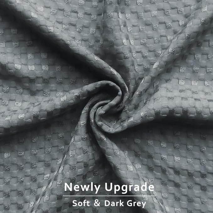 MIYE Pleated Waffle Weave Bed Skirt, Tailored Dust Ruffle 12 Inch Drop Easy Fit, Machine Washable (Dark Grey, Full - 12" Drop)