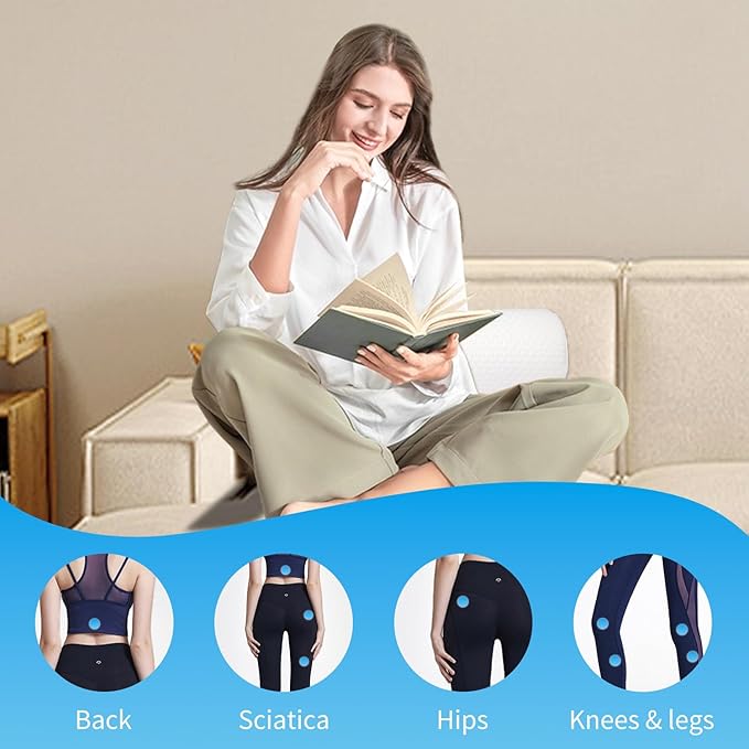 Half Moon Bolster Pillow for Legs, Knees, Lower Back and Head, Lumbar Support Pillow for Bed,Knee Pillow For Side Sleepers,Sleeping | Semi Roll for Ankle and Foot Comfort - Machine Washable Cover