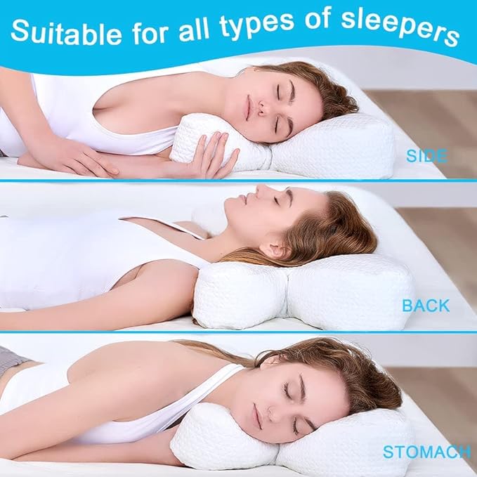 Side Sleeper Pillow Anti Wrinkle Aging Pillow Gel Shredded Memory Foam for Neck Pain Relief Pillow for Sleeping Side Back Stomach Sleeper Pillows (Regular White Style)