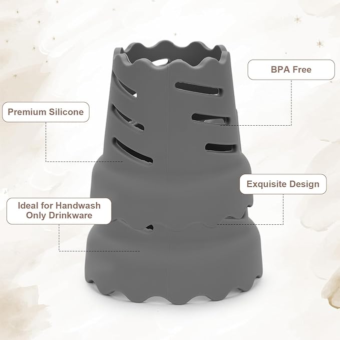 2pcs Drying Rack for Water Bottles, BPA Free Silicone Drying Rack for 15oz-100oz Bottles and Tumblers, Stackable Bottle Drying Holder Rack for HydroFlask, Yeti, Simple Modern, Camelbak(Grey)