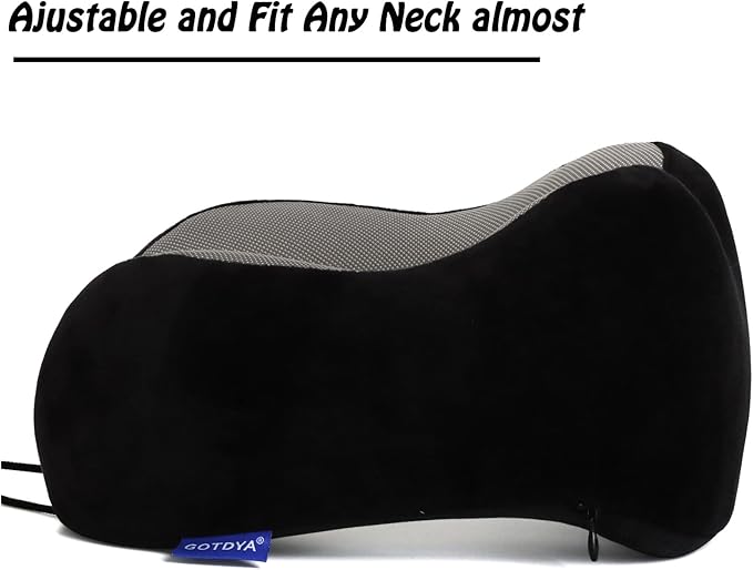 GOTDYA Travel Pillow,Travel Neck Pillows for Sleeping,100% Pure Memory Foam Soft Comfort & Support Pillow for Airplane/Car/Office&Home Rest Use-Black