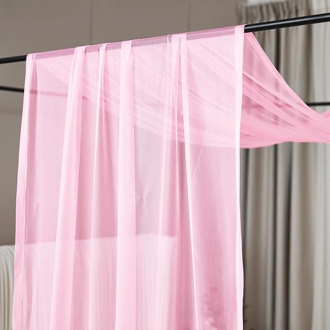 Akiky Bed Canopy for Girls Pink Sheer Canopy Bed Curtains Sheer Scarf Valance 1 Canopy Panel Twin Size Bed Scarf Drapes Bed décor