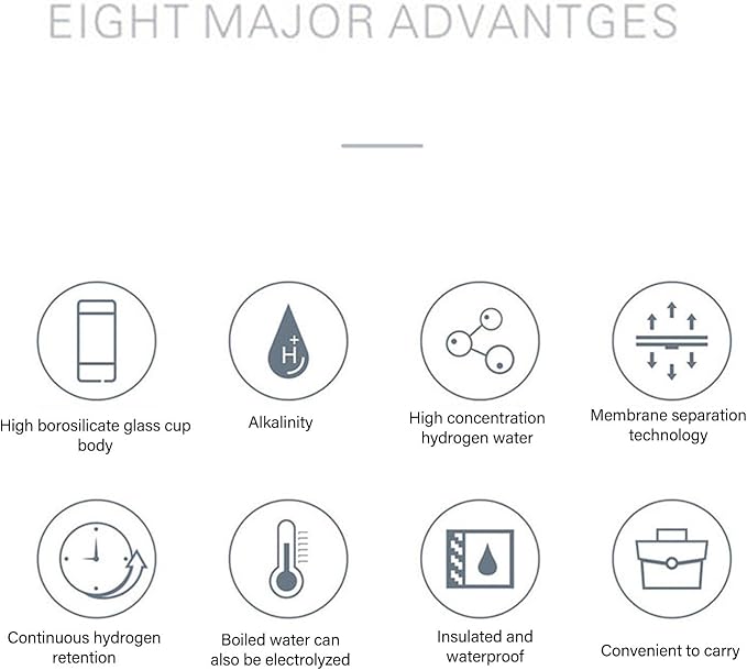 300ml Hydrogen Water Bottle, Hydrogen Water Generator with Ion Water Bottle Improve Water Quality in 3 Minutes, Portable Hydrogen Water Bottle Generator 1200-1400ppb