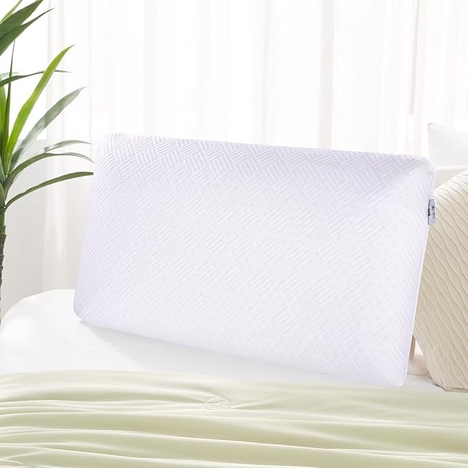 SUQ I OME Slim Sleeper- Thin Latex Foam Pillow for Bed Sleeping, Firm,Low Profile for Side, Back, and Stomach Sleepers