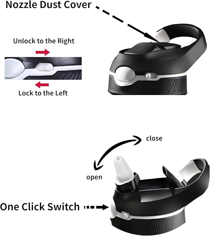 25oz Water Bottle with Clip Handle, Water Bottles with Locking Lid, Travel Plastic Water Bottle,Water Bottle with Straw, and Sports Tritan water bottle - Black