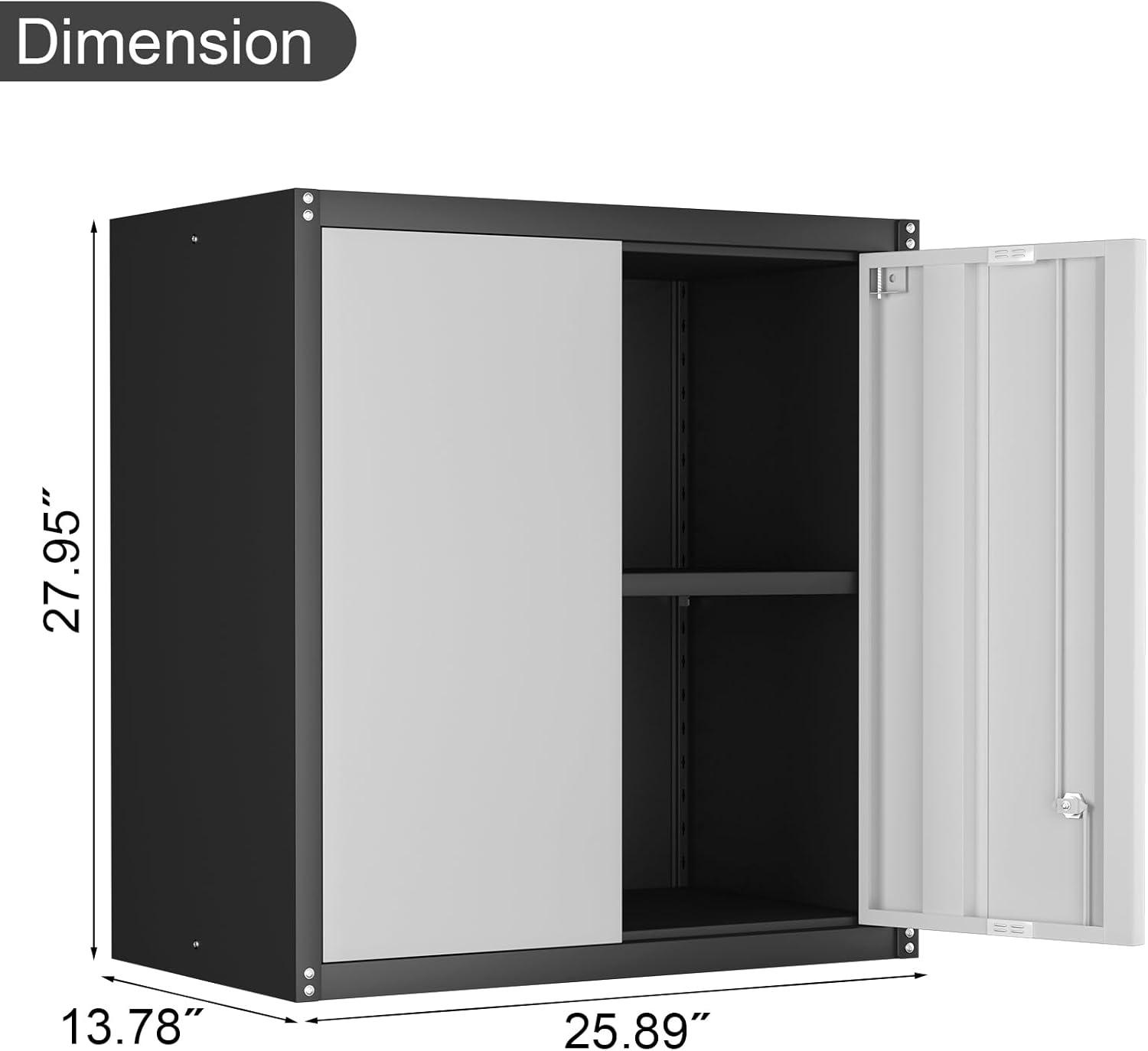 Metal Wall Cabinet,Locking Cabinet with Shelves,Wall Mounted Storage Cabinet1 for Basement,Home,Garage,Gray