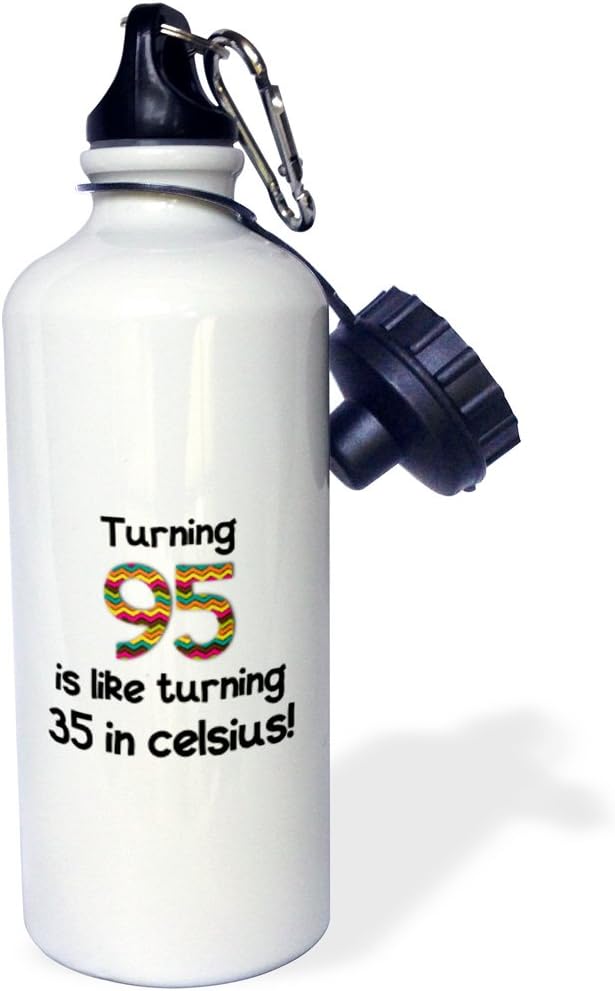 3dRose 95 is like turning 35 in celsius-humorous 95th birthday gift-Sports Water Bottle, 21oz , Multicolored
