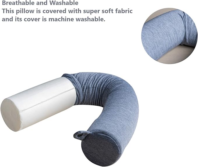 Twist Memory Foam Pillow, Adjustable, Bendable Roll Pillow, Travel Pillow on Airplanes, Bus and Train, Great for Neck, Chin, Lumbar and Leg Support, 1 Pack, Grey