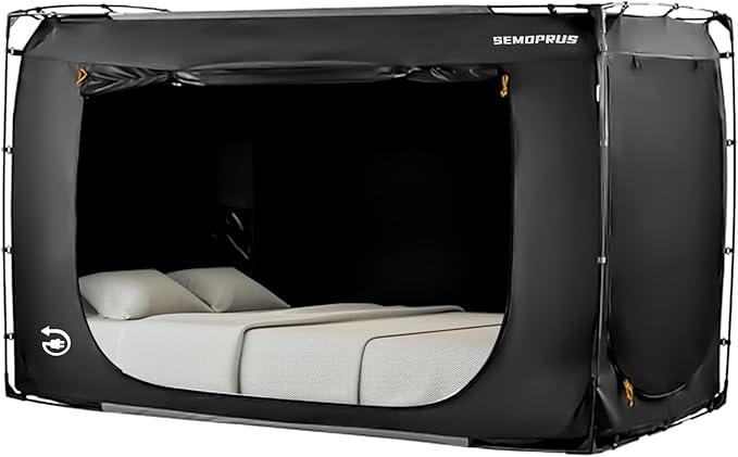 Bed Tent Full Size, Bed Canopy Tents, Portable Sleeping Tents, Dream Tents for Adult and Kids, Breathable 70% Blackout Privacy Space, Canopy Tent for Bed with Three Doors (Mattress Not Included)