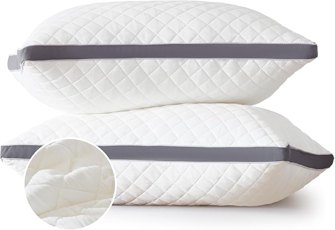 Soft Pillows King Size Set of 2,Bed Pillows with Gusseted Edge,Fluffy Microfiber King Pillows 2 Pack for Back, Stomach or Side Sleepers