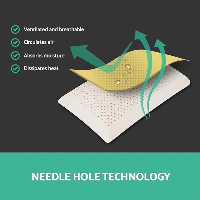 Latex Pillow, 100% Talalay Natural Latex Pillow, Soft Sleeping Bed Pillows with Cotton Cover, Standard Size, Perfect for side/back pain, stomach, neck, stress relief