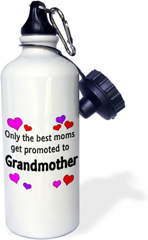 3dRose Only the Best Moms get Promoted to Grandmother Sports Water Bottle, 21oz, Multicolored