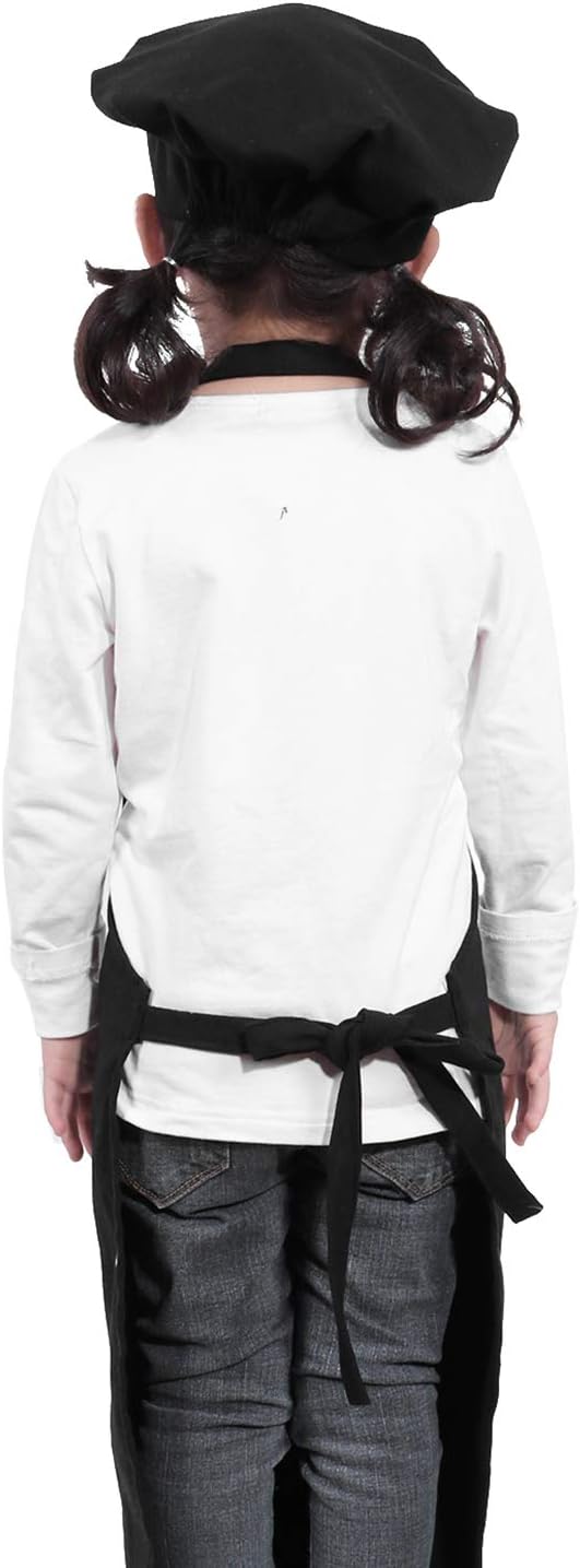 Kids Apron and Chef Hat Set-Adjustable Child Apron for Boys and Girls for Cooking Baking