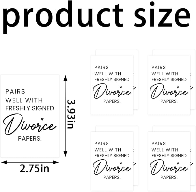 24 Pcs Mini Divorce Wine Labels, Divorce Breakup Gifts for Women Men Her, Divorce Party Decorations for Women, Pairs Well With Freshly Signed Divorce Papers Wine Bottle Stickers Labels