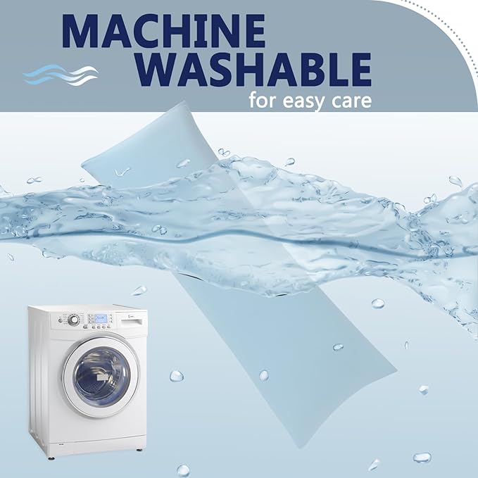 DOWNCOOL Large Body Pillow Insert with Cooling Cover - Soft Long Bed Pillow for Summer - Breathable Full Body Pillow for Adults - 20x54 inch (Blue, with Cover)