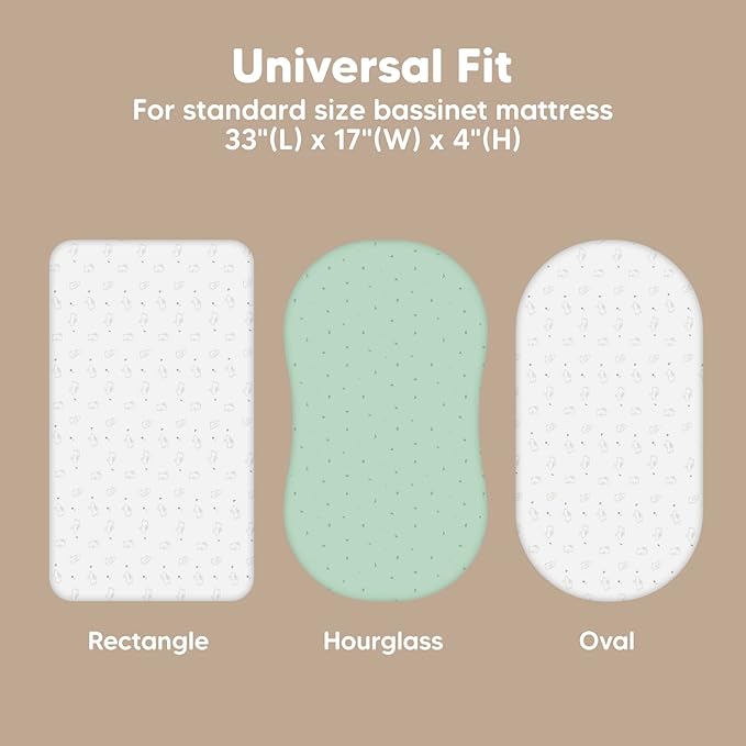 2-Pack Organic Bassinet Sheets for Girls, Boys - 100% Cotton Bassinet Mattress Sheets Compatible with Halo Bassinest Swivel Sleeper, Graco, Baby Delight, Chicco,Unisex Fitted Bassinet Sheets (Bunnies)