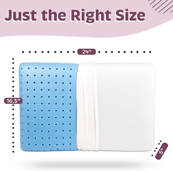 Pharmedoc Cooling Memory Foam Pillows, 2 Pack, Ventilated Cool Blue Bed Pillow, Reading and Bed Rest Pillows, Standard, Back Sleeper and Side Sleeper Support, Sleeping Pillows for Adults