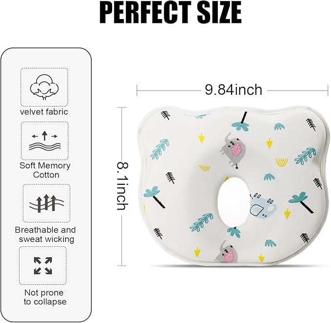 2024 New Upgrade Donut Soft and Cozy Pillow Prеvents FΙat hеad and Shapеs Ιnfant's hеad Hеad Pillow Elephant3