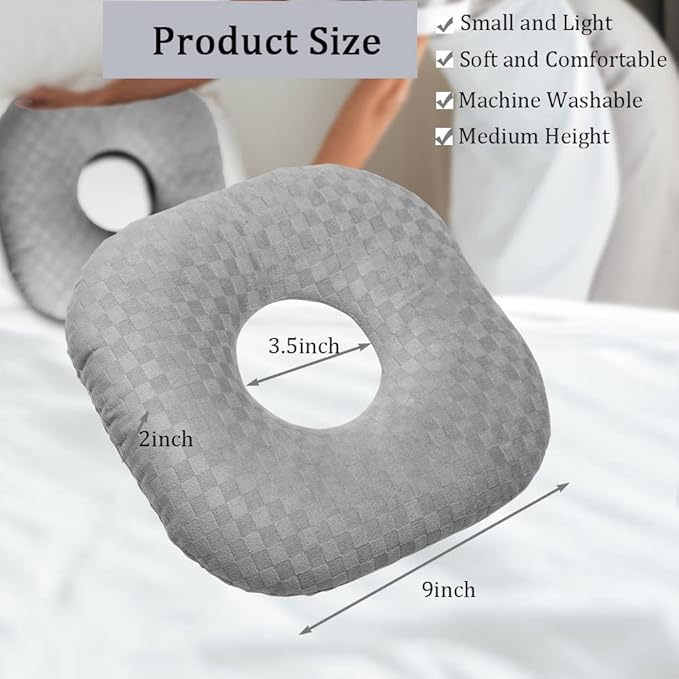 Ear Piercing Pillow for Side Sleepers with an Ear Hole for CNH and Ear Pain Ear Inflammation Pressure Sores, Cotton O-Shaped Side Sleeping Pillow, Ear Guard Pillow