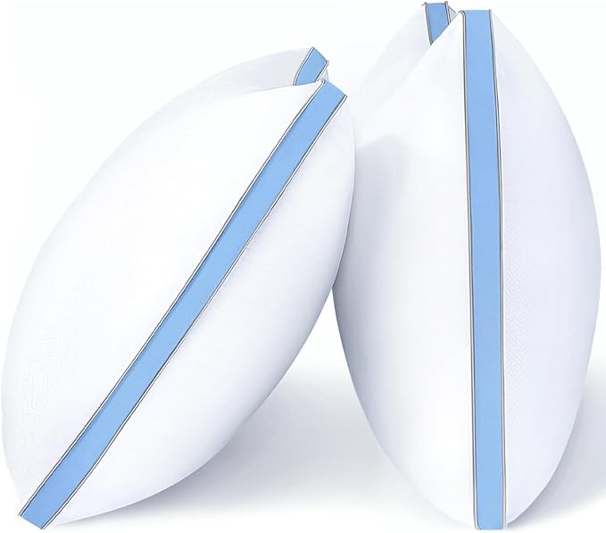 viewstar Pillows Queen Size Set of 2, Bed Pillows for Sleeping, Queen Pillows 2 Pack for Back and Side Sleepers, Fluffy Pillows for Bed with Down Alternative, Machine Washable, Light Blue, 20" x 30"