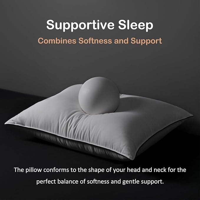 Luxury All Hungarian Goose Down Pillows King Size,Soft and Support Down Bed Pillow for Back,Side,Stomach Sleepers,480 Thread Count 100% Cotton Shell,King Size Soft Pillow 1 Pack 20"x36"