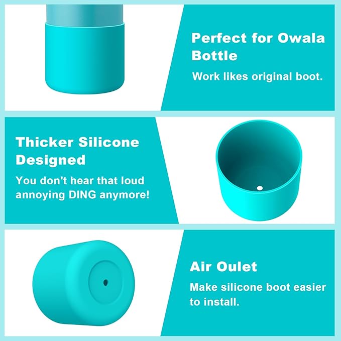 2PCS Silicone Water Bottle Boot for Owala 24oz 32oz 40oz, Protective Bottom Bumper Anti-Slip Sleeve for FreeSip, Twist, and Flip Stainless Steel Bottles, Dishwasher Safe and BPA Free