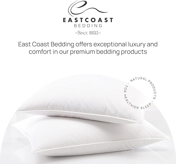 East Coast Bedding Pure Dream Firm Pillow - King Pillows Medium Support, King Size 20x36 Inch Goose Feather Down Pillows, 100% Cotton Shell, Set of 2