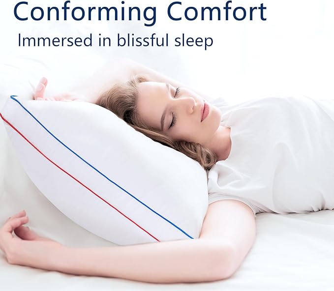 Pillows Queen Size Set of 2, Fluffy Bed Pillows for Sleeping, Queen Pillows 2 Pack with Hotel Quality, Medium Firm and Supportive Down Alternative Pillow for Side and Back Sleeper, 20" x 30"