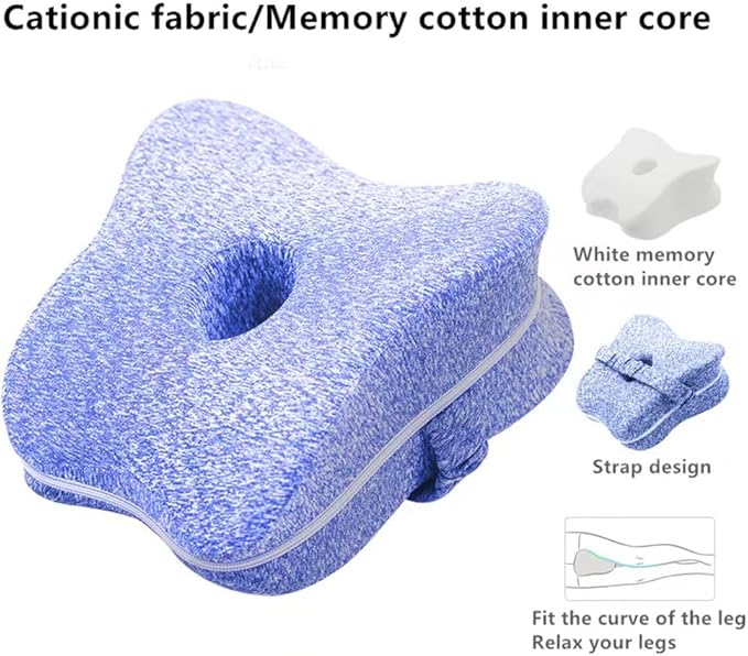 Knee & Leg Pillows | Memory Foam Support Pillow | Leg Pillows for Sleeping,Leg Pain, Knees Pain, Joints Pain & Pregnancy Bed Leg Cushion for Side Sleepers (Blue)