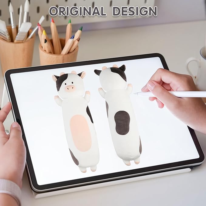 36 inch Milk Cow Stuffed Animal, Soft Long Cuddle Squishy Pillow, Cute Cow Print Body Pillow Plushies Toy Gift for Kids, Boys Birthday,Valentine,Easter