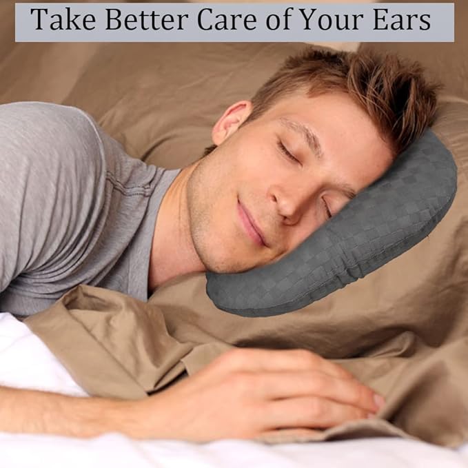 Ear Piercing Pillow for Side Sleepers, Pillow with an Ear Hole for CNH and Ear Pain Ear Inflammation Pressure Sores, O-Shaped Side Sleeping Pillow, Ear Guard Pillow (Dark Gray)