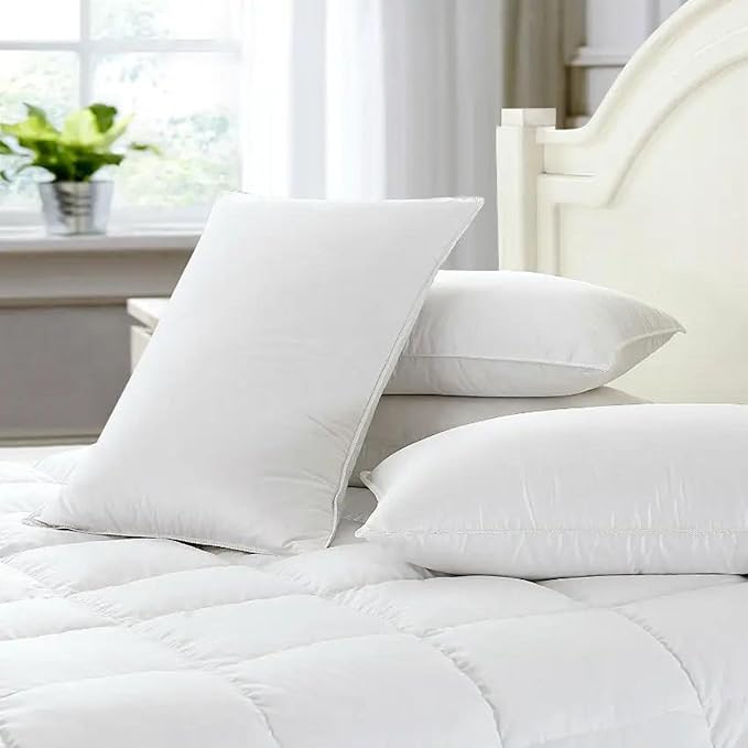 SILUI Pillows King Size Set of 4 Pack Extra Flat Thin Soft Support Hypoallergenic Plush Down Alternative Bed Pillow for Back, Stomach or Side Sleepers,20x36in