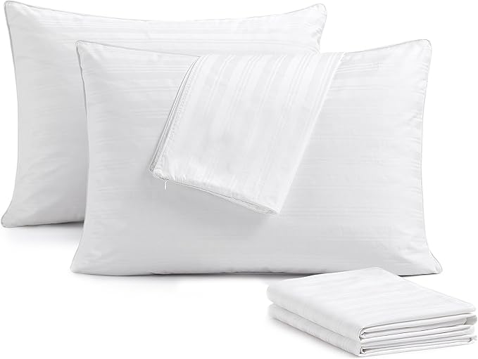 puredown Goose Feather Down Pillows, Bed Pillows for Sleeping with 2 Outer Protectors, Hotel King Pillows Set of 2 (Pack of 2)