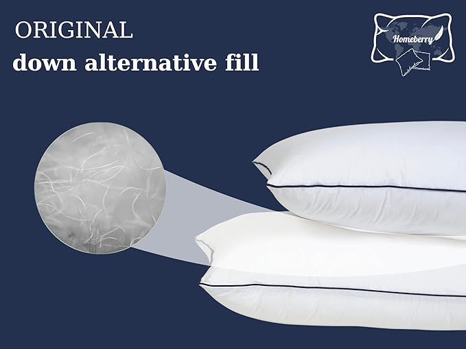 Bed Pillows Queen Size Set of 2 - Pillows for Side and Back Sleepers, Super Soft Down Alternative Microgel Filled Pillows | Comfortable Hotel Luxury Cooling Pillow 20x30 Inches