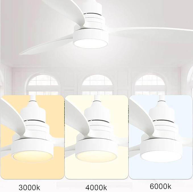 NicBex Ceiling Fan 52 Inch Indoor Modern Ceiling Fans with Lights and Remote Control Ceiling Fan with 3 Wood Blades and Double Finish for Living Room, Bedroom, Matte White