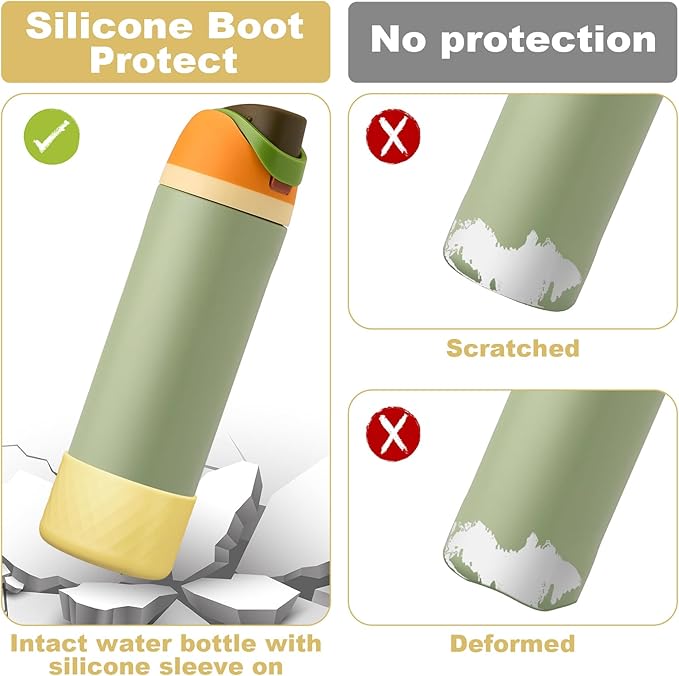 2PCS Silicone Water Bottle Boot for Owala 24oz 32oz 40oz, Anti-Slip Protective Sleeve Bottom Bumper Protector for FreeSip, Twist, and Flip Stainless Steel Water Bottles