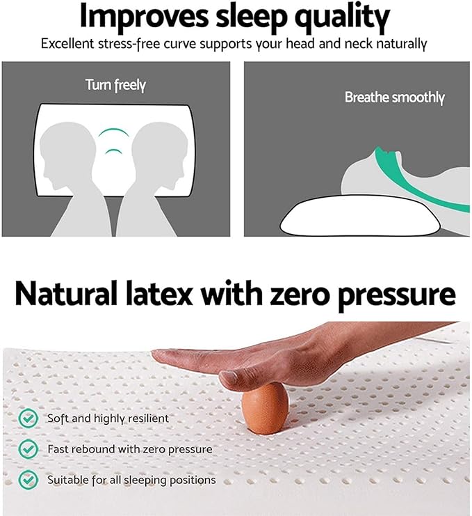 Artka 100% Natural Premium Talalay Latex Pillow, Latex Foam Pillow Medium Firm Helps Relieve Pressure, Neck and Shoulder Pain, No Toxic Memory Foam Chemicals, Best Gift (Queen (Extra Soft))