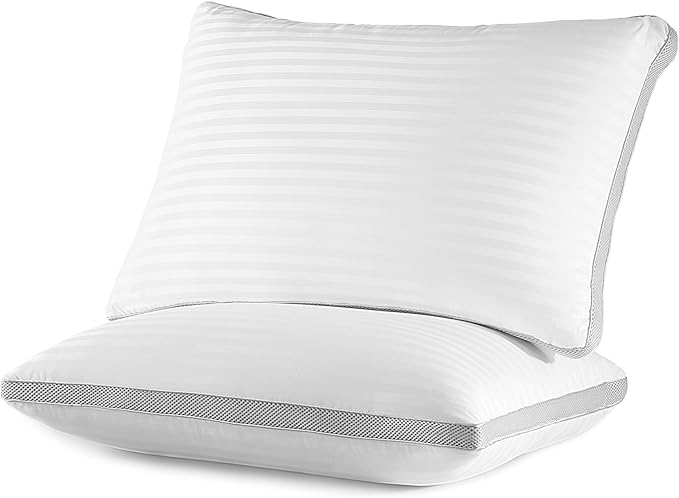 SLEEP ZONE Bed Pillows for Sleeping, Queen Size Set of 2, Sandwich Mesh with Breathable Sides, Premium Soft Pillows for Back, Stomach or Side Sleepers
