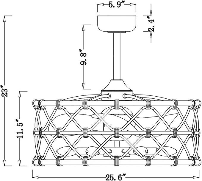 Sylvette 25-inch Brown 6 Lights 3 Blades Lighted Ceiling Fan with Remote