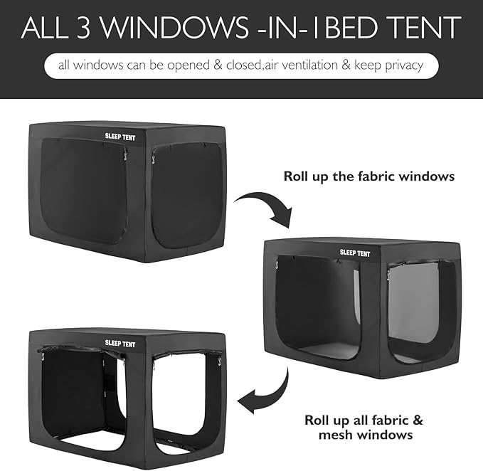 BORNA Bed Tent Bed Canopy King Size for Adult and Kids,Portable Sleeping Tents Dream Tents Indoor for Kids and Adult, Breathable Privacy Space on Bed with Three Doors (Mattress Not Included)