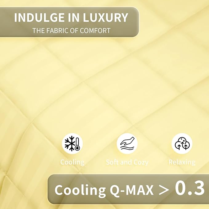 Weighted Blanket for Adult,25lbs Heavy Weighted Blanket 60"x80" Breathable Cooling Summer Blankets, Ultra Soft Cotton Comfort Throw Blanket with Glass Beads for All-Season (Yellow)